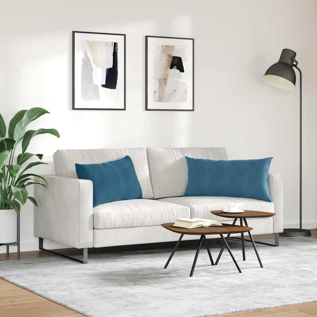 Μαξιλάρι Καναπέ 2 pcs Μπλε 80 x 40 cm Υφασμάτινο Κορντουρά