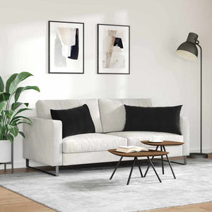 Μαξιλάρι Καναπέ 2 pcs Μαύρο 80 x 40 cm Υφασμάτινο Κορντουρά