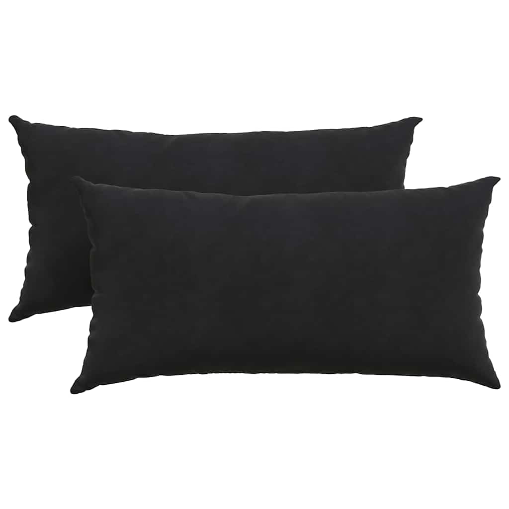 Μαξιλάρι Καναπέ 2 pcs Μαύρο 80 x 40 cm Υφασμάτινο Κορντουρά