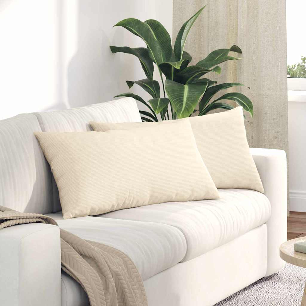 Μαξιλάρι Καναπέ 2 pcs Κρεμ 80 x 40 cm Υφασμάτινο Κορντουρά