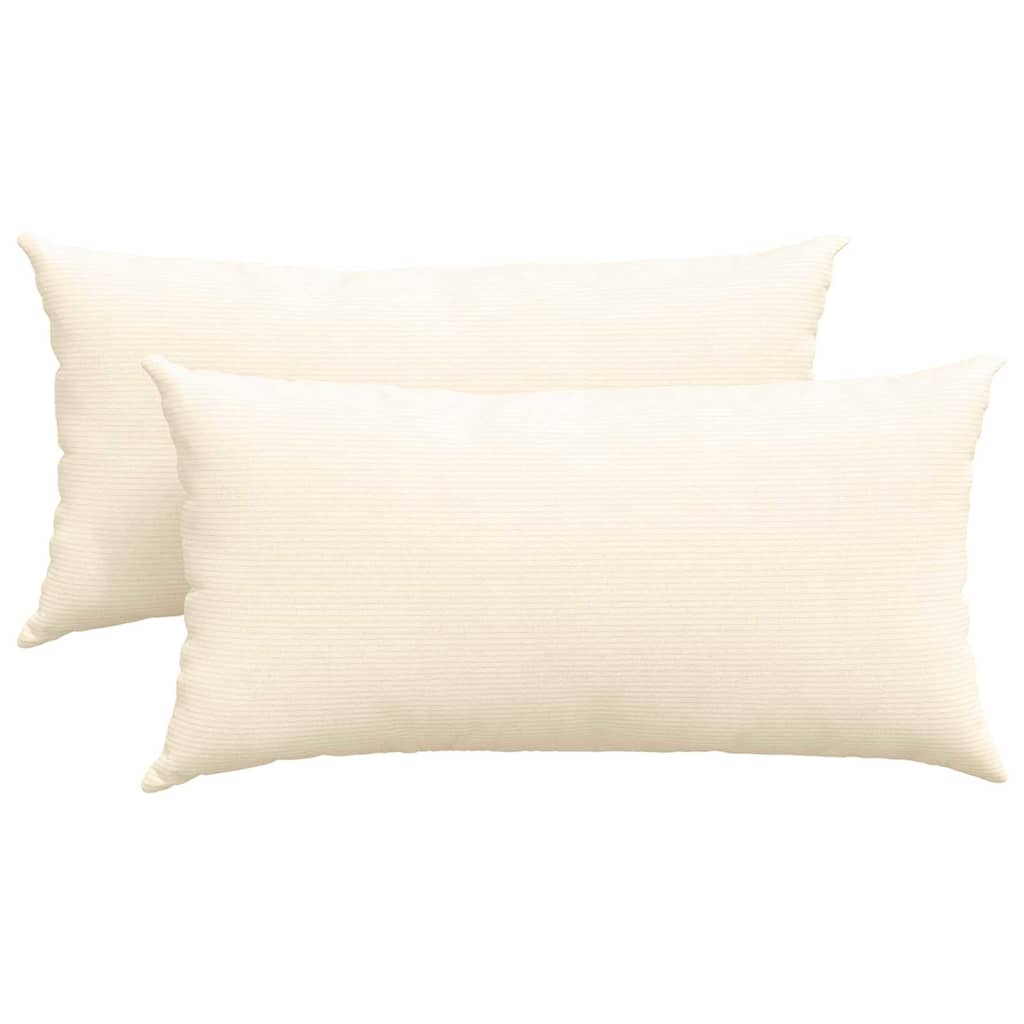 Μαξιλάρι Καναπέ 2 pcs Κρεμ 80 x 40 cm Υφασμάτινο Κορντουρά