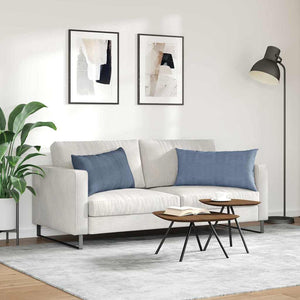 Μαξιλάρι Καναπέ 2 pcs Μπλε 80 x 40 cm Υφασμάτινο Κορντουρά