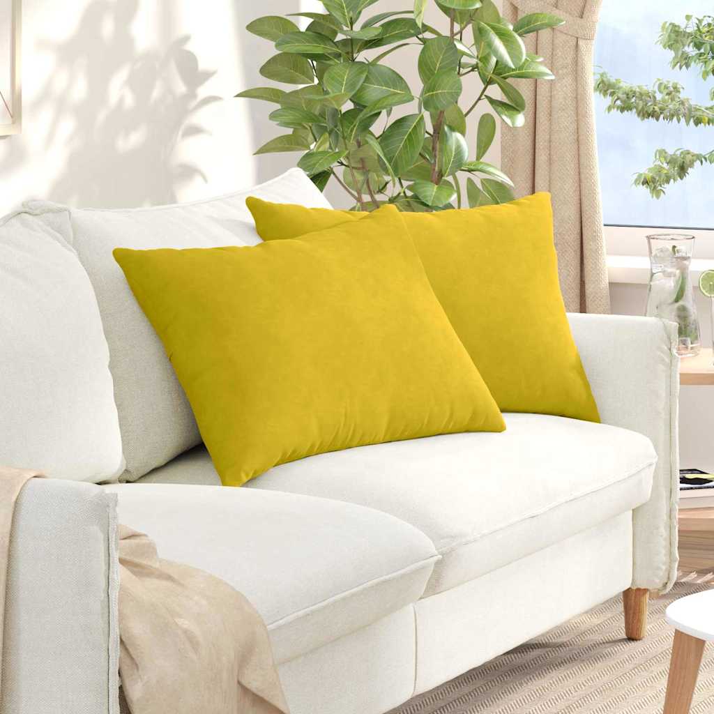 Μαξιλάρι Καναπέ 2 pcs Κίτρινο 70 x 50 cm Υφασμάτινο Κορντουρά