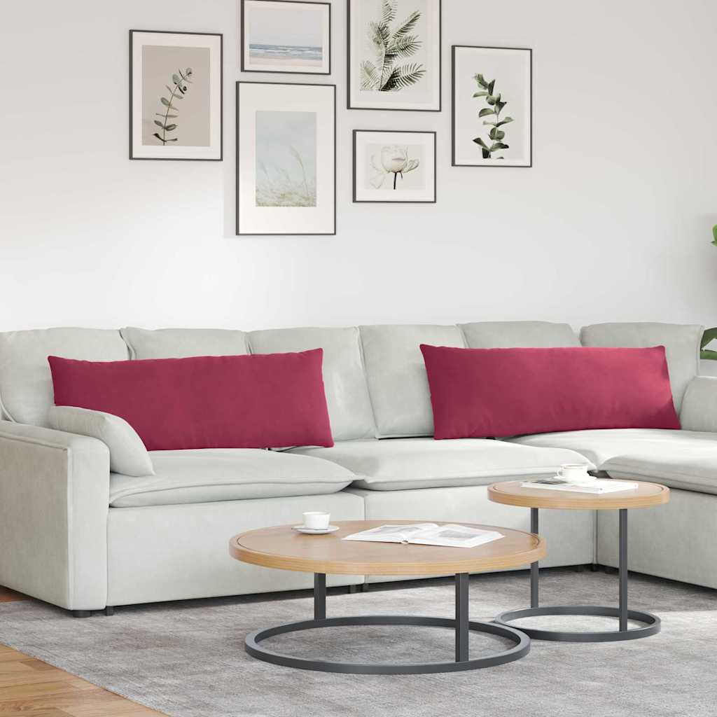 Μαξιλάρι Καναπέ 2 pcs Κόκκινο 120 x 40 cm Υφασμάτινο Κορντουρά