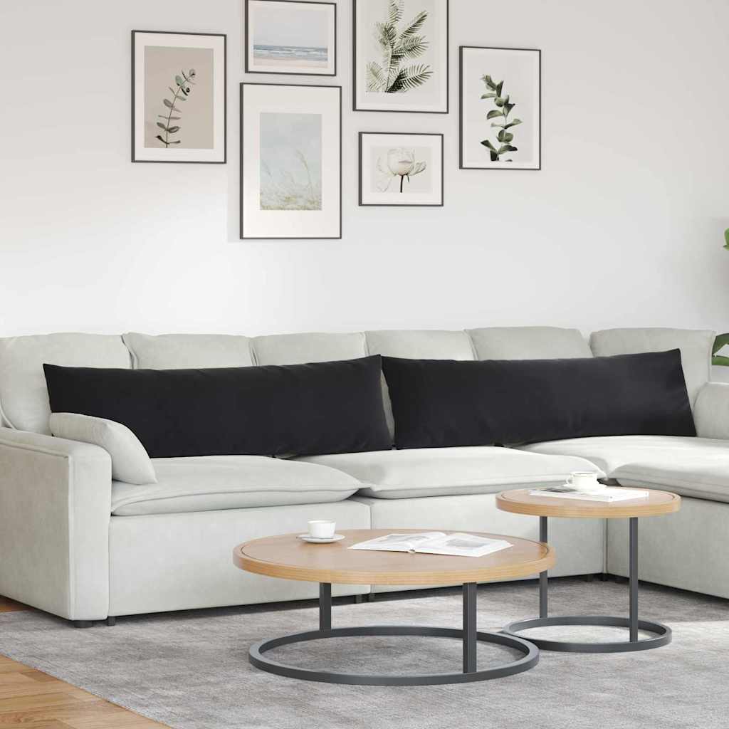 Μαξιλάρι Καναπέ 2 pcs Μαύρο 145 x 40 εκ. Υφασμάτινο Κορντουρά