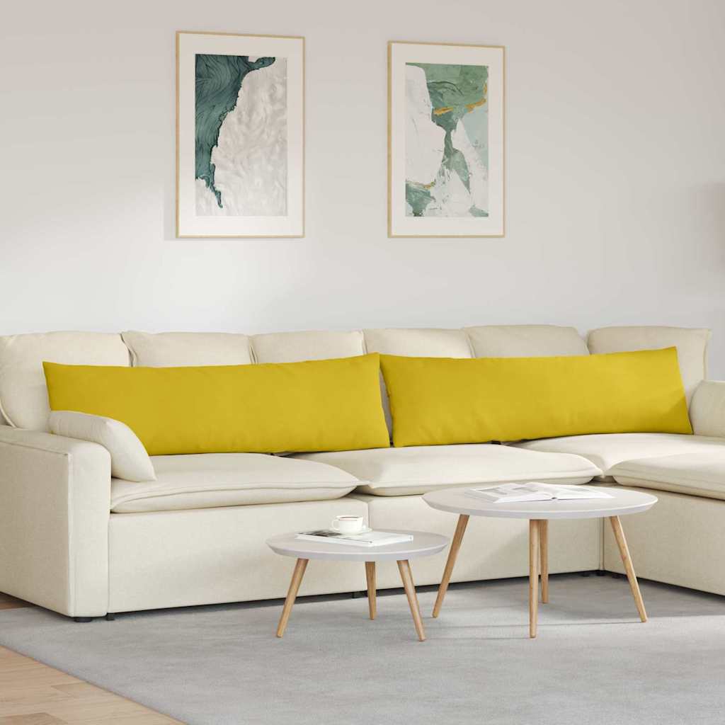 Μαξιλάρι Καναπέ 2 pcs Κίτρινο 145 x 40 εκ. Υφασμάτινο Κορντουρά