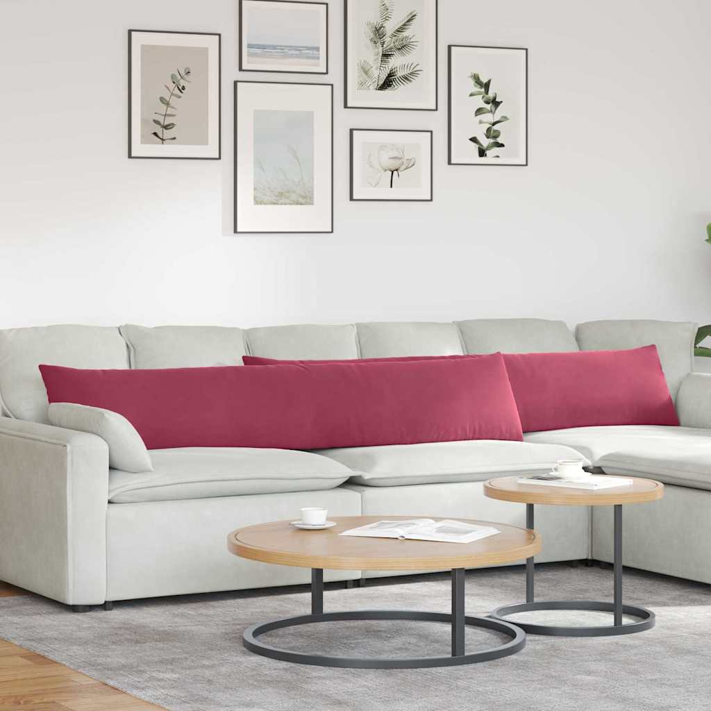 Μαξιλάρι Καναπέ 2 pcs Κόκκινο 200 x 40 εκ. Υφασμάτινο Κορντουρά