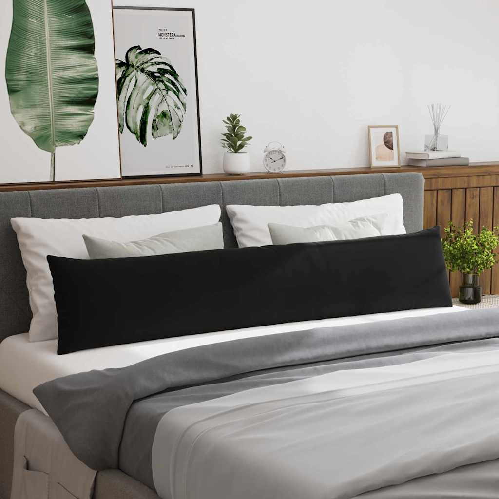 Μαξιλάρι Καναπέ 2 pcs Μαύρο 200 x 40 εκ. Υφασμάτινο Κορντουρά