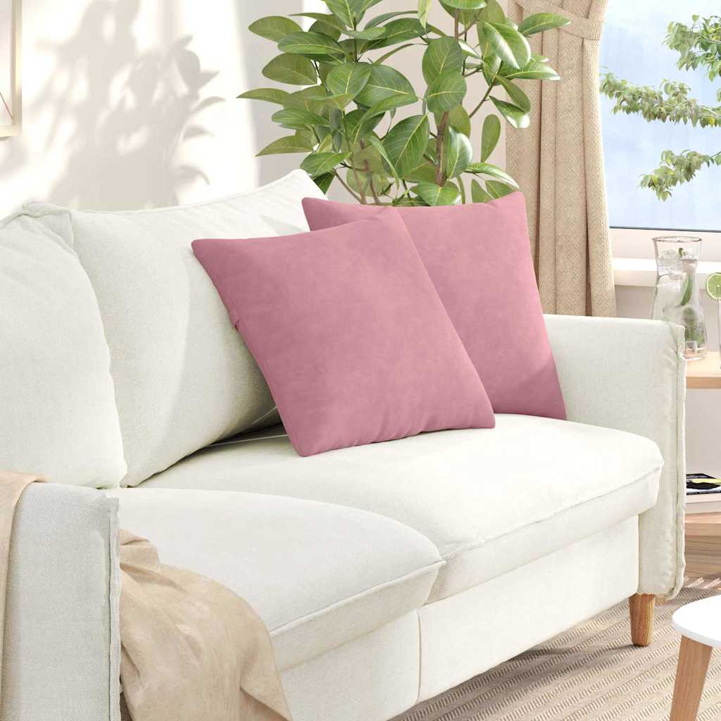 Μαξιλάρι Καναπέ 2 pcs Ροζ 45 x 45 cm Υφασμάτινο Κορντουρά