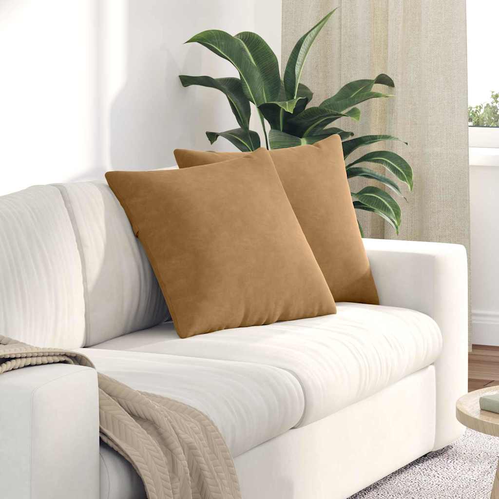 Μαξιλάρι Καναπέ 2 pcs Καφέ 50 x 50 cm Υφασμάτινο Κορντουρά