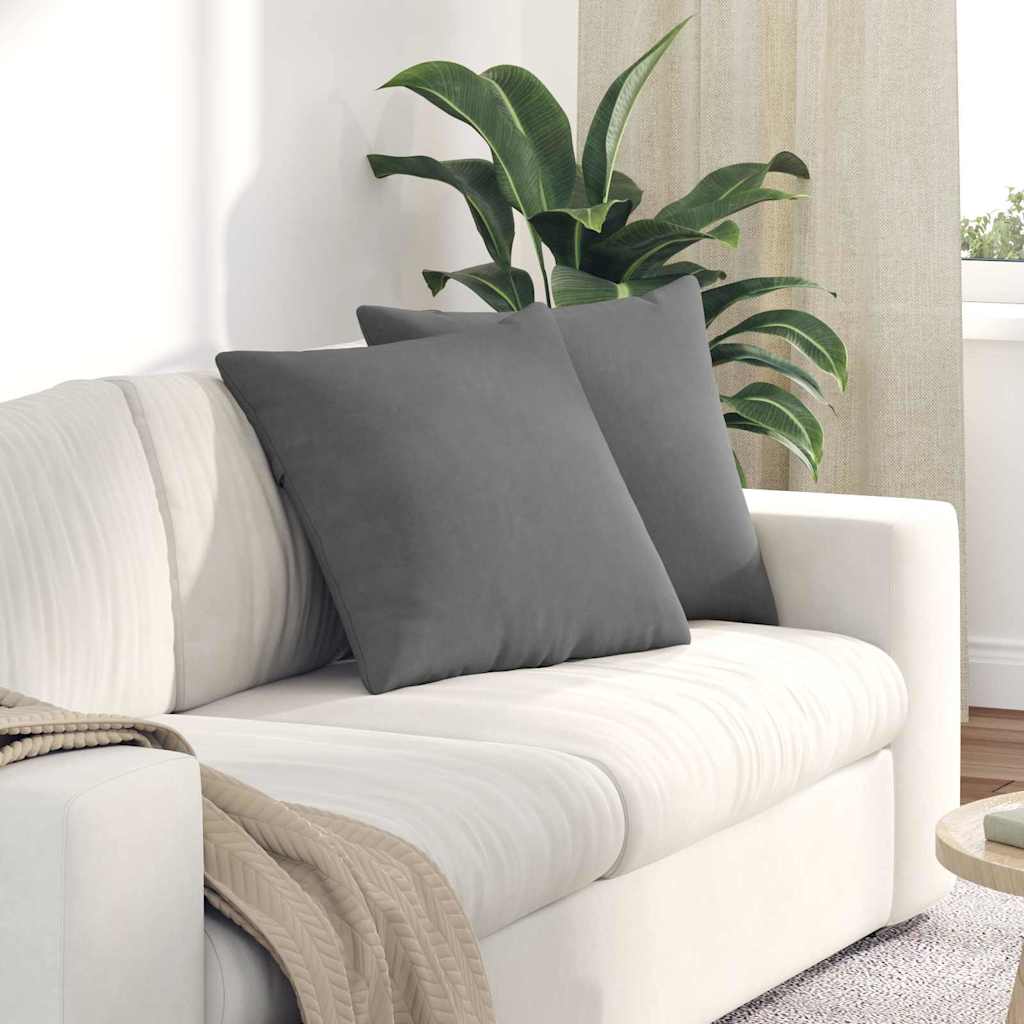 Μαξιλάρι Καναπέ 2 pcs Σκούρο Γκρι 50 x 50 cm ύφασμα