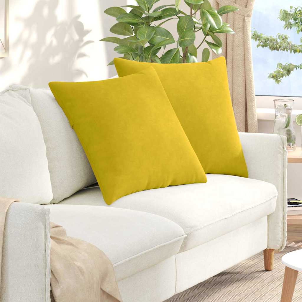 Μαξιλάρι Καναπέ 2 pcs Κίτρινο 60 x 60 cm Υφασμάτινο Κορντουρά