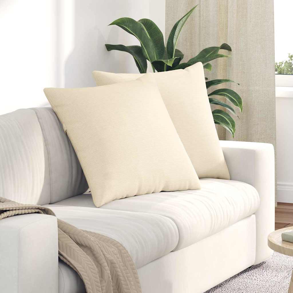 Μαξιλάρι Καναπέ 2 pcs Κρεμ 60 x 60 cm Υφασμάτινο Κορντουρά