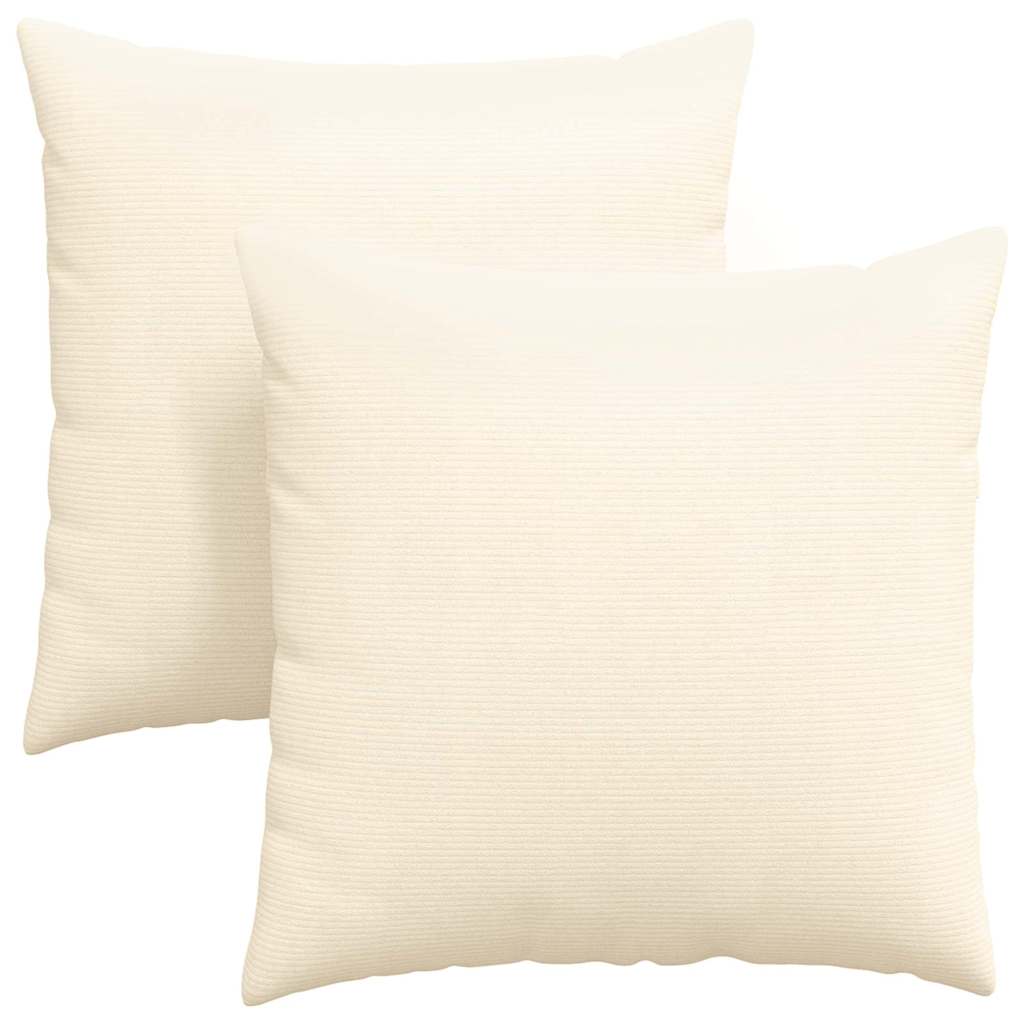 Μαξιλάρι Καναπέ 2 pcs Κρεμ 60 x 60 cm Υφασμάτινο Κορντουρά
