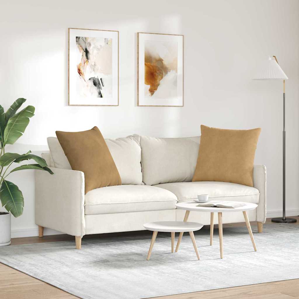 Μαξιλάρι Καναπέ 2 pcs Καφέ 80 x 80 cm Υφασμάτινο Κορντουρά