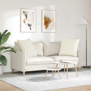 Μαξιλάρι Καναπέ 2 pcs Κρεμ 80 x 80 cm Υφασμάτινο Κορντουρά