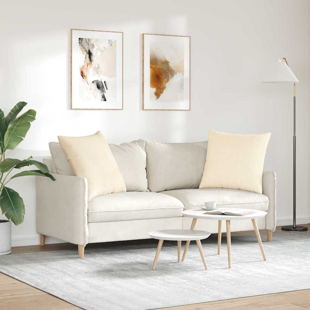 Μαξιλάρι Καναπέ 2 pcs Κρεμ 80 x 80 cm Υφασμάτινο Κορντουρά