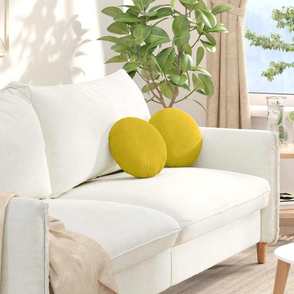 Μαξιλάρια καθισμάτων 2 pcs Κίτρινο Ø30 x 13 εκ Βελούδο