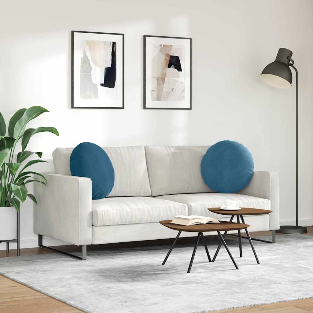 Μαξιλάρια καθισμάτων 2 pcs Μπλε Ø50 x 19 εκ Βελούδο