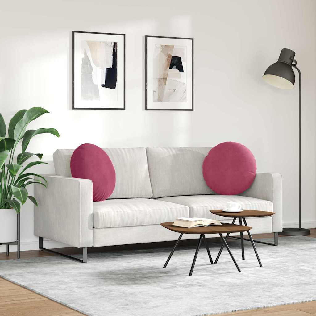 Μαξιλάρια καθισμάτων 2 pcs Κόκκινο Ø50 x 19 εκ Βελούδο