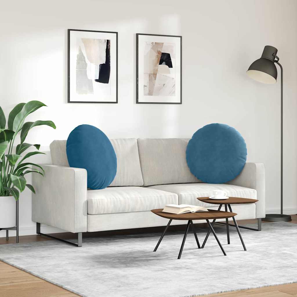 Μαξιλάρια καθισμάτων 2 pcs Μπλε Ø60 x 21 εκ Βελούδο