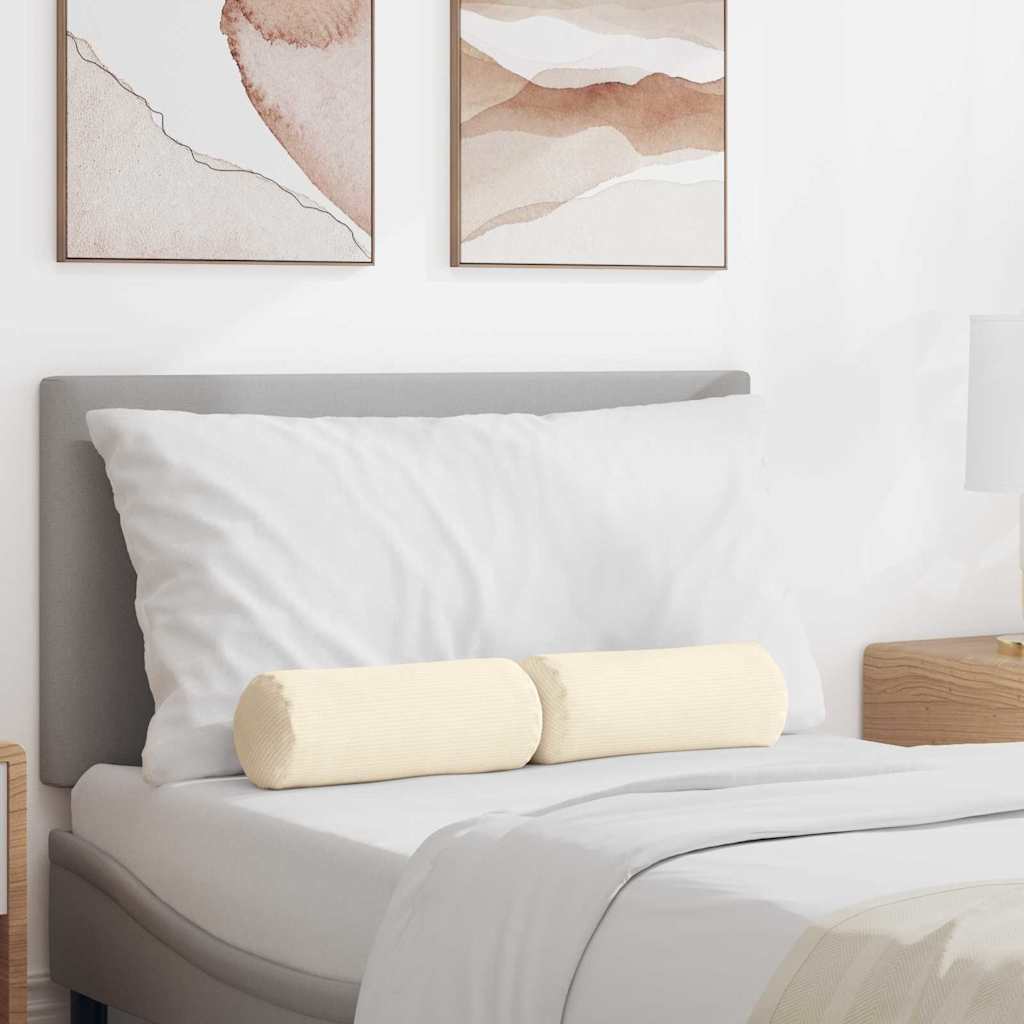 Μαξιλάρια Στήριγμα 2 pcs Κρεμ Ø 15 x 40 εκ Υφασμάτινο Κορντουρά