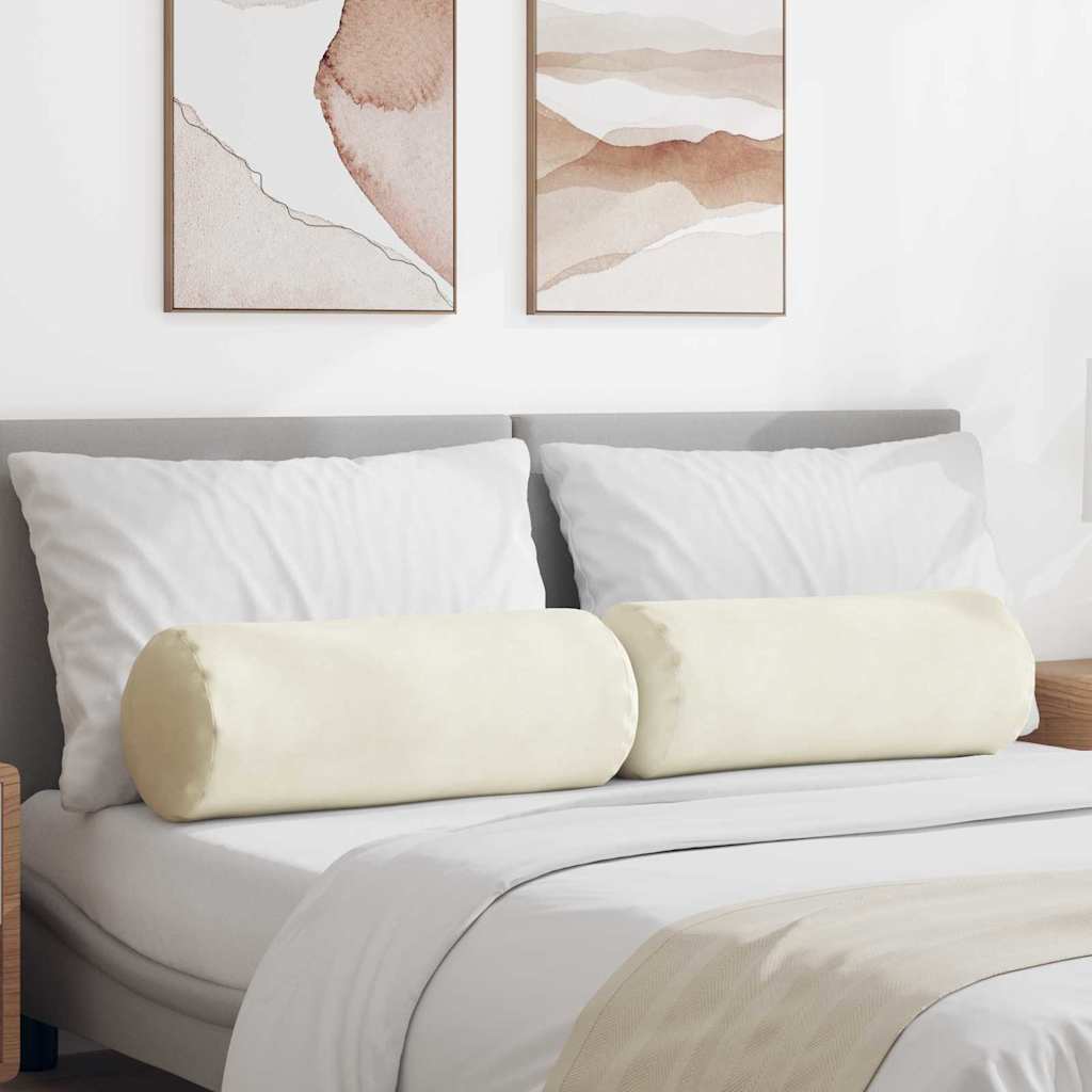 Μαξιλάρια Στήριγμα 2 pcs Κρεμ Ø 25 x 70 cm Υφασμάτινο Κορντουρά - Pakobazaar