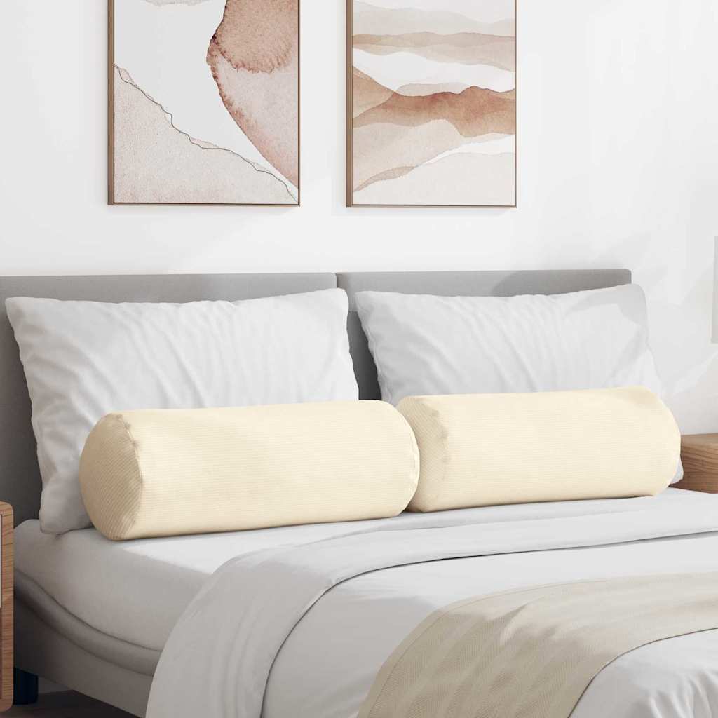 Μαξιλάρια Στήριγμα 2 pcs Κρεμ Ø 25 x 70 cm Υφασμάτινο Κορντουρά