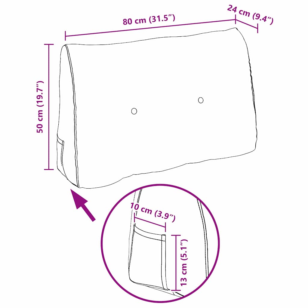 Μαξιλάρι Πλάτης Μαύρο 80 x 24 x 50 εκ Βελούδο - Pakobazaar