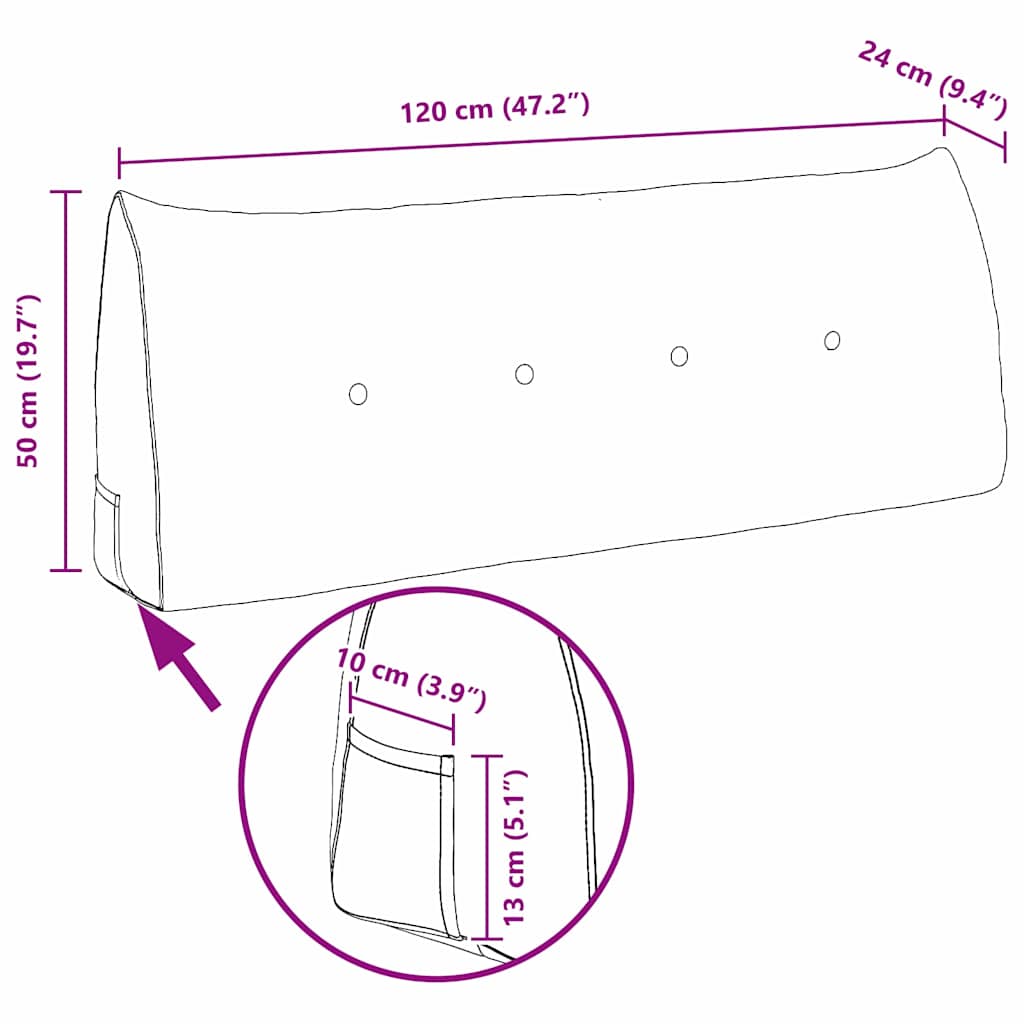 Μαξιλάρι Πλάτης Μπλε τζην 120 x 24 x 50 εκ ύφασμα