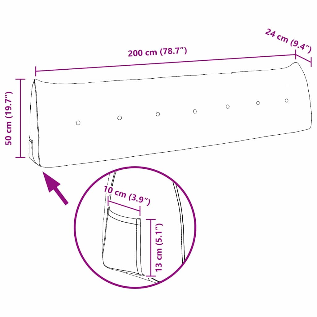 Μαξιλάρι Πλάτης Ανοιχτό γκρι 200 x 24 x 50 εκ ύφασμα - Pakobazaar