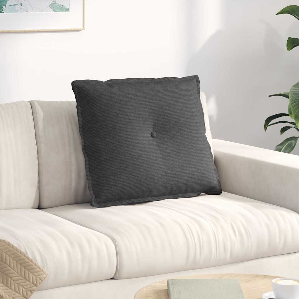 Μαξιλάρι Πλάτης Σκούρο Γκρι 60 x 50 cm Υφασμάτινο Κορντουρά