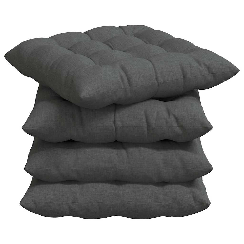 Μαξιλάρια καθισμάτων 4 pcs Σκούρο Γκρι 40 x 40 x 6 cm ύφασμα - Pakobazaar