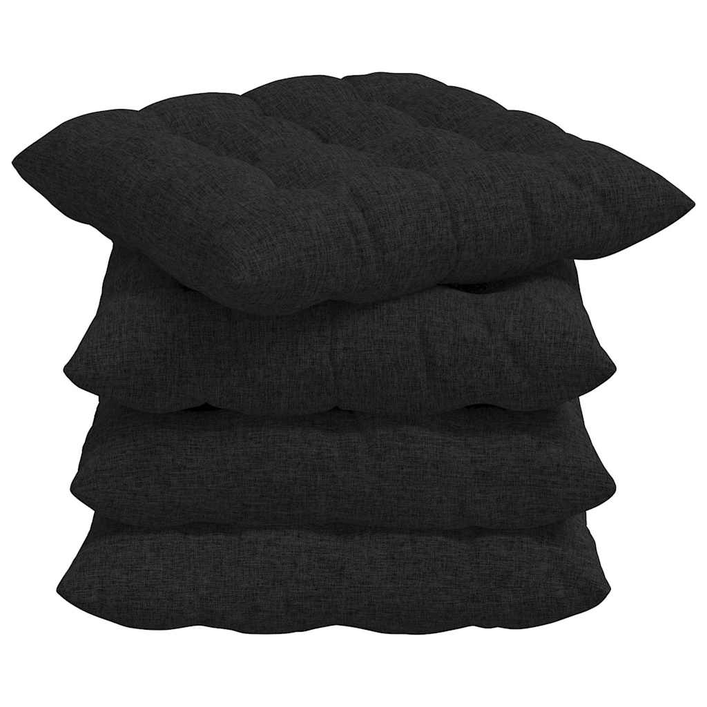 Μαξιλάρια καθισμάτων 4 pcs Μαύρο 40 x 40 x 6 cm ύφασμα - Pakobazaar