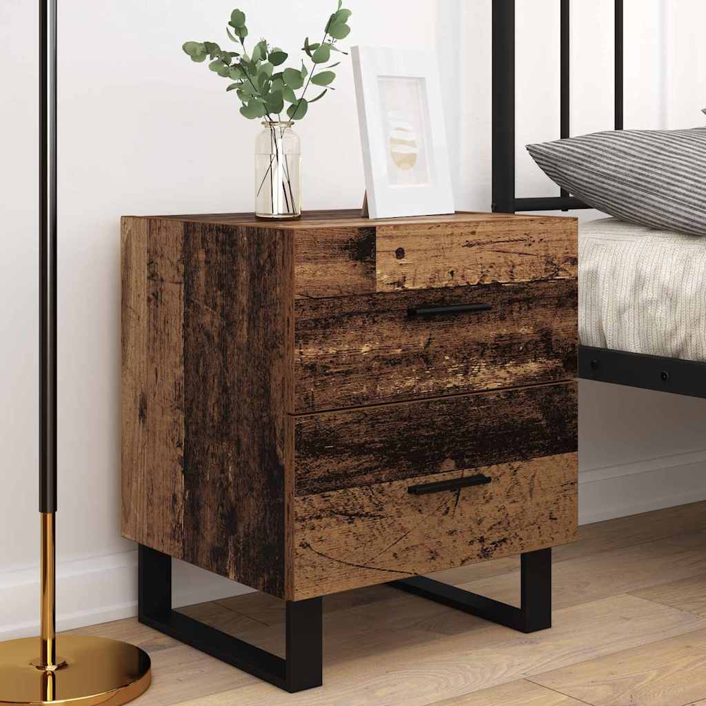 Κομοδίνο 2 pcs Παλιό ξύλο και μαύρο 40 x 35 x 47,5 εκ