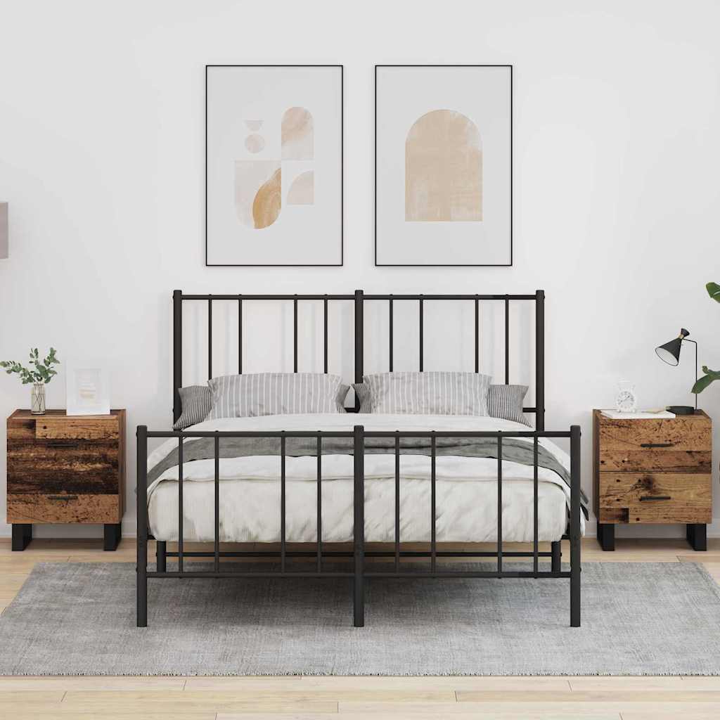 Κομοδίνο 2 pcs Παλιό ξύλο και μαύρο 40 x 35 x 47,5 εκ