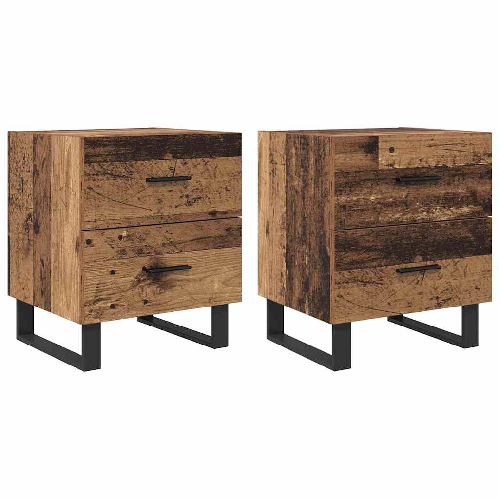 Κομοδίνο 2 pcs Παλιό ξύλο και μαύρο 40 x 35 x 47,5 εκ