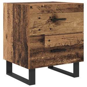 Κομοδίνο 2 τμχ. Παλιό ξύλο και μαύρο 40 x 35 x 47,5 εκ