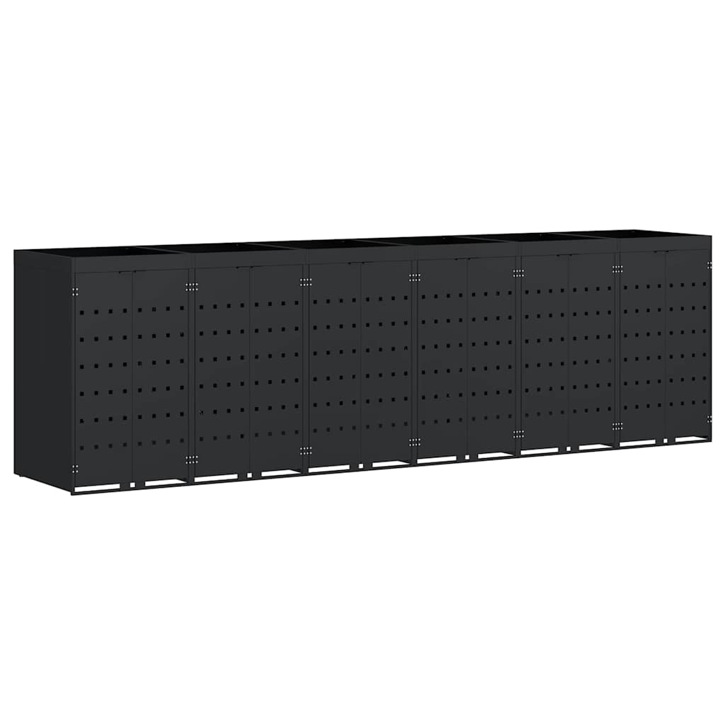 Αποθήκη τροχήλατου κάδου για 6 κάδους Μαύρο