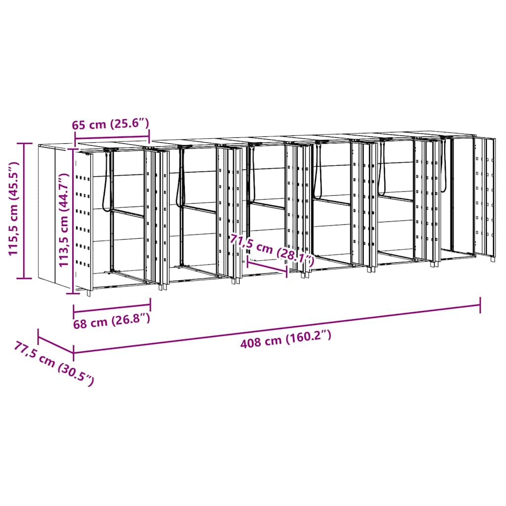 Αποθήκη τροχήλατου κάδου για 3 κάδους 340 x 77.5 x 115.5 εκ