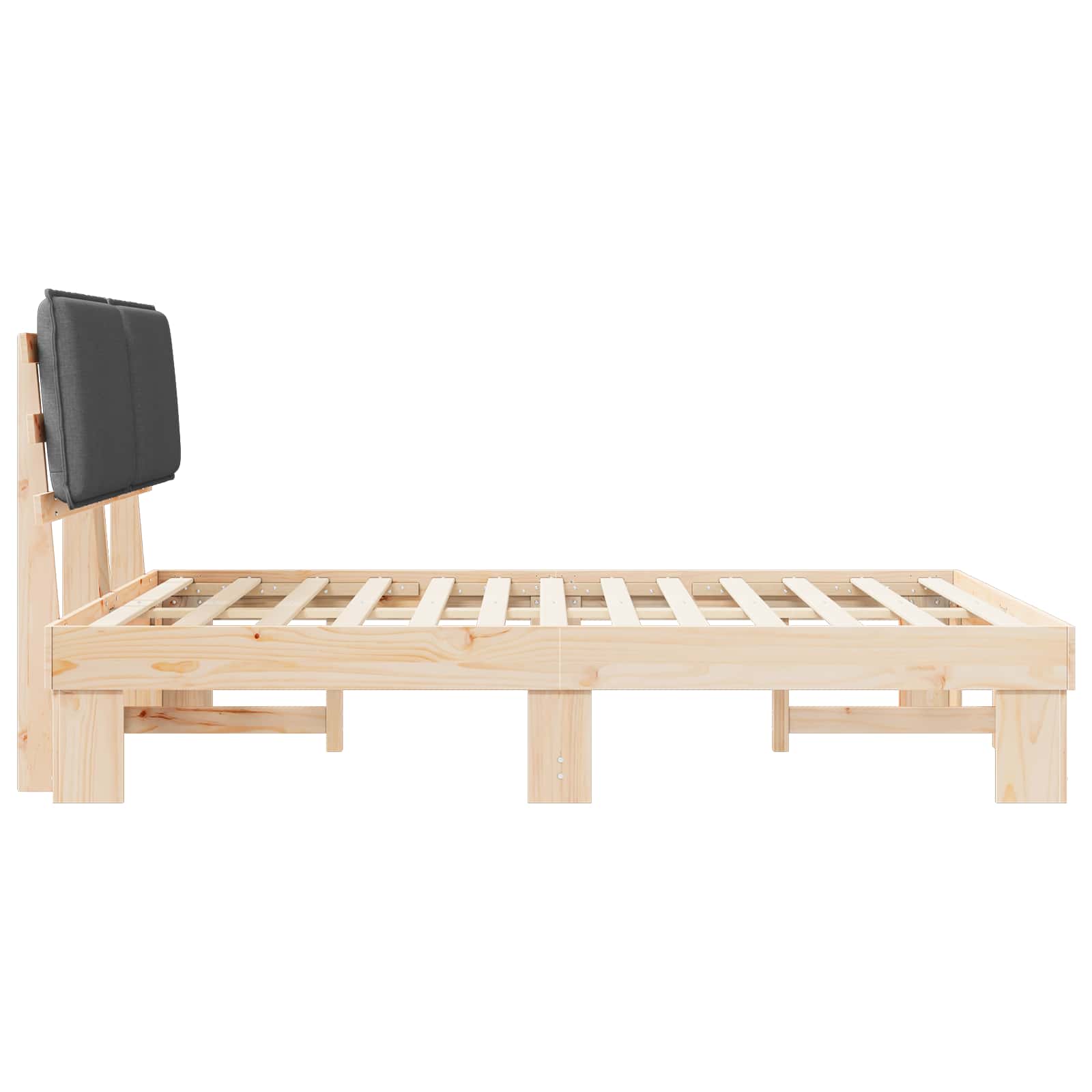 Σκελετός Κρεβατιού με Επενδεδυμένο Κεφαλάρι Σκούρο Γκρι