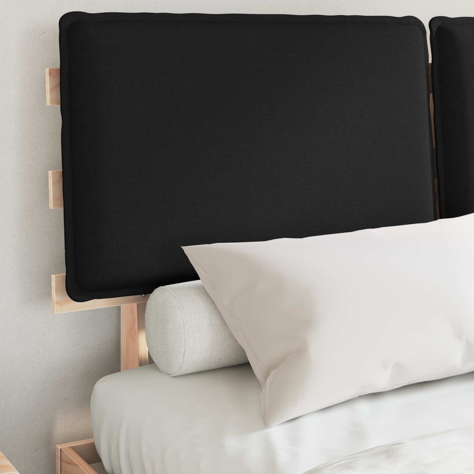 Σκελετός Κρεβατιού με Επενδεδυμένο Κεφαλάρι Μαύρο 160 x 200 cm