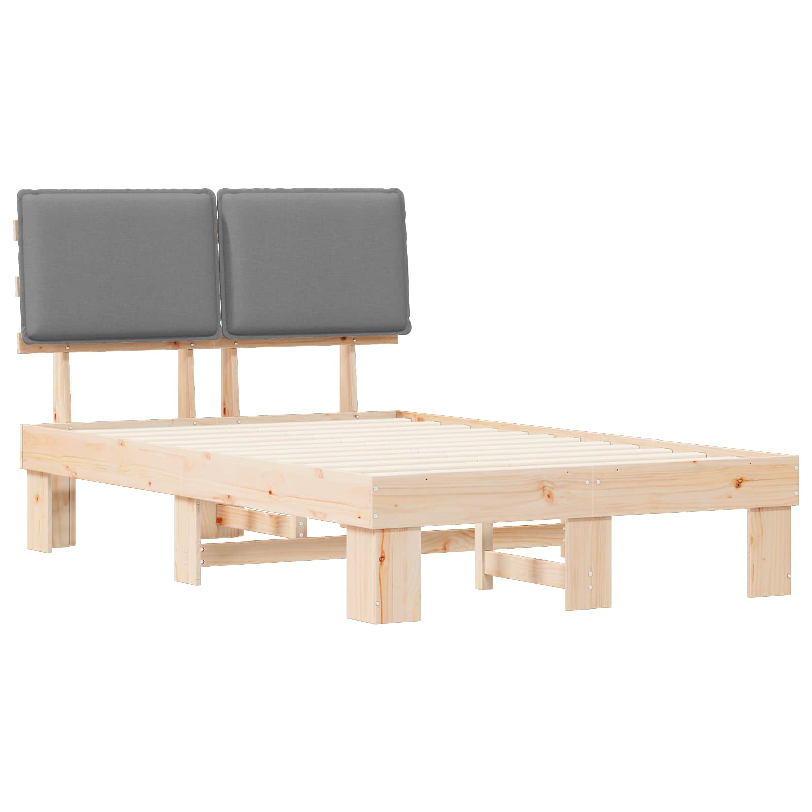Σκελετός Κρεβατιού με Επενδεδυμένο Κεφαλάρι Ανοιχτό γκρι