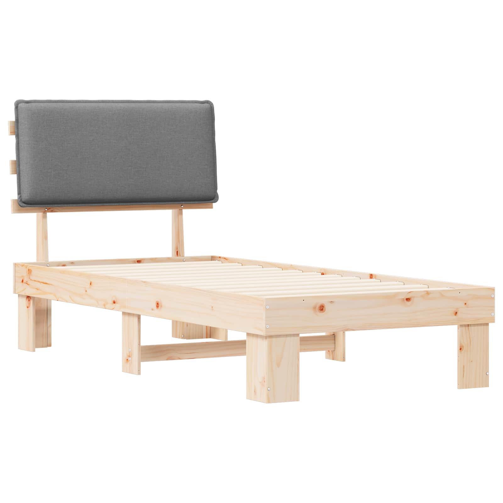 Σκελετός Κρεβατιού με Επενδεδυμένο Κεφαλάρι Ανοιχτό γκρι