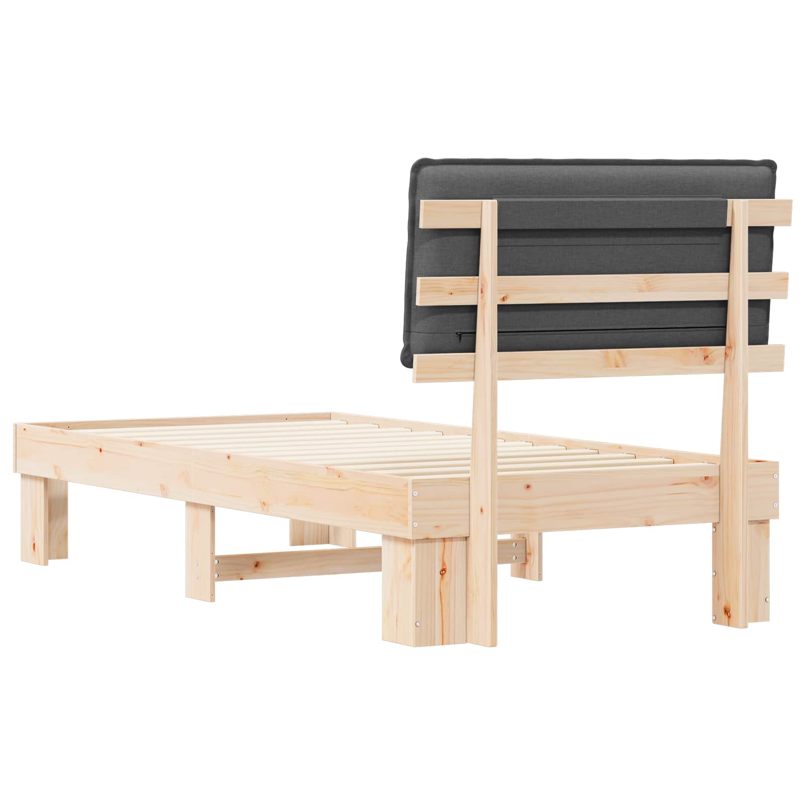 Σκελετός Κρεβατιού με Επενδεδυμένο Κεφαλάρι Σκούρο Γκρι