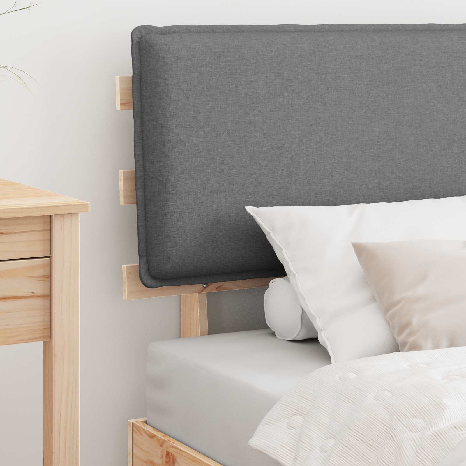 Σκελετός Κρεβατιού με Επενδεδυμένο Κεφαλάρι Ανοιχτό γκρι