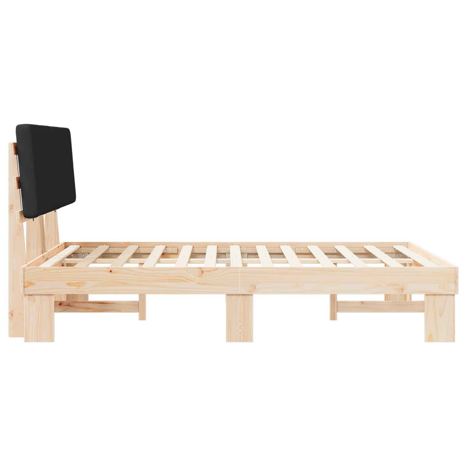 Σκελετός Κρεβατιού με Επενδεδυμένο Κεφαλάρι Μαύρο 150 x 200 cm