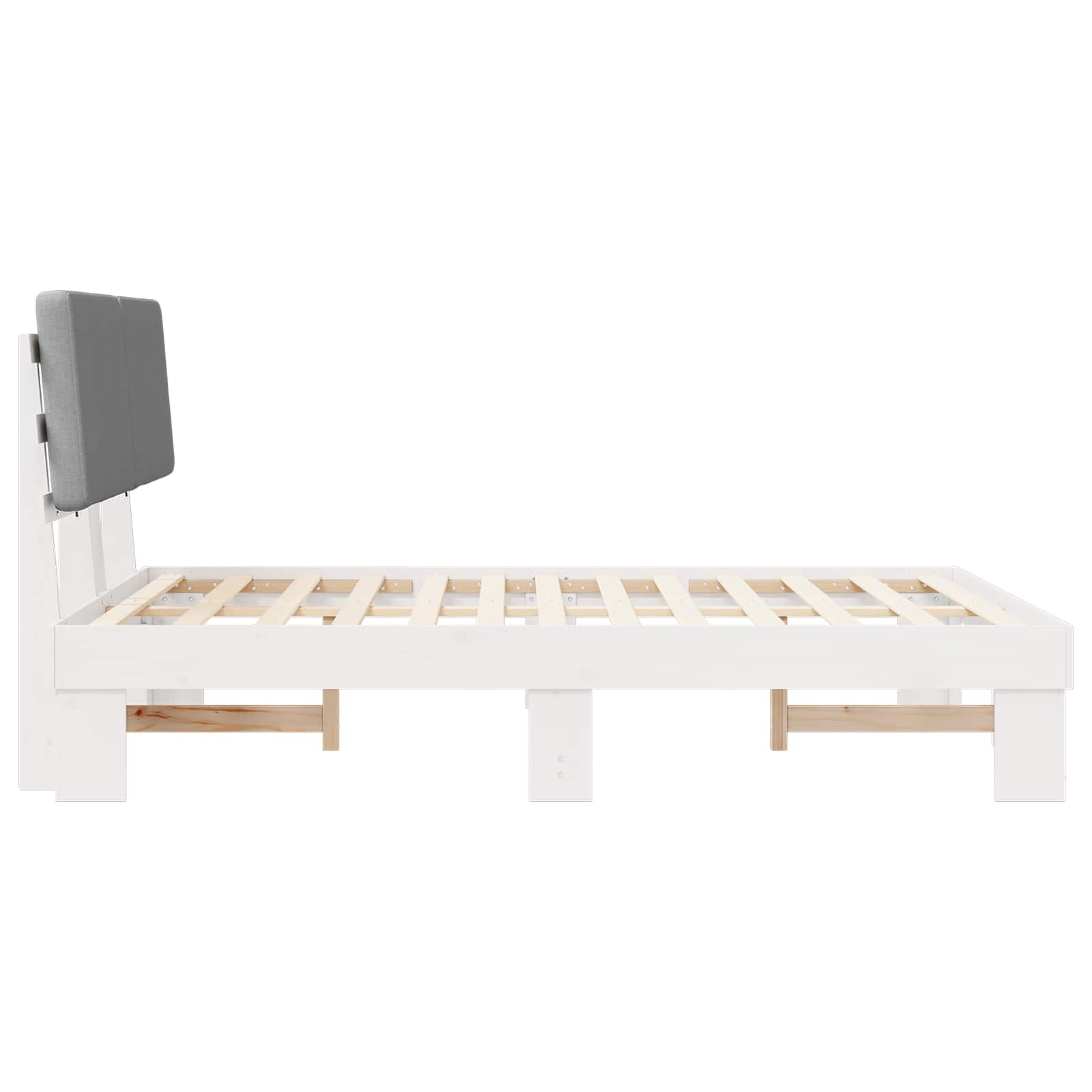 Σκελετός Κρεβατιού με Επενδεδυμένο Κεφαλάρι Ανοιχτό γκρι