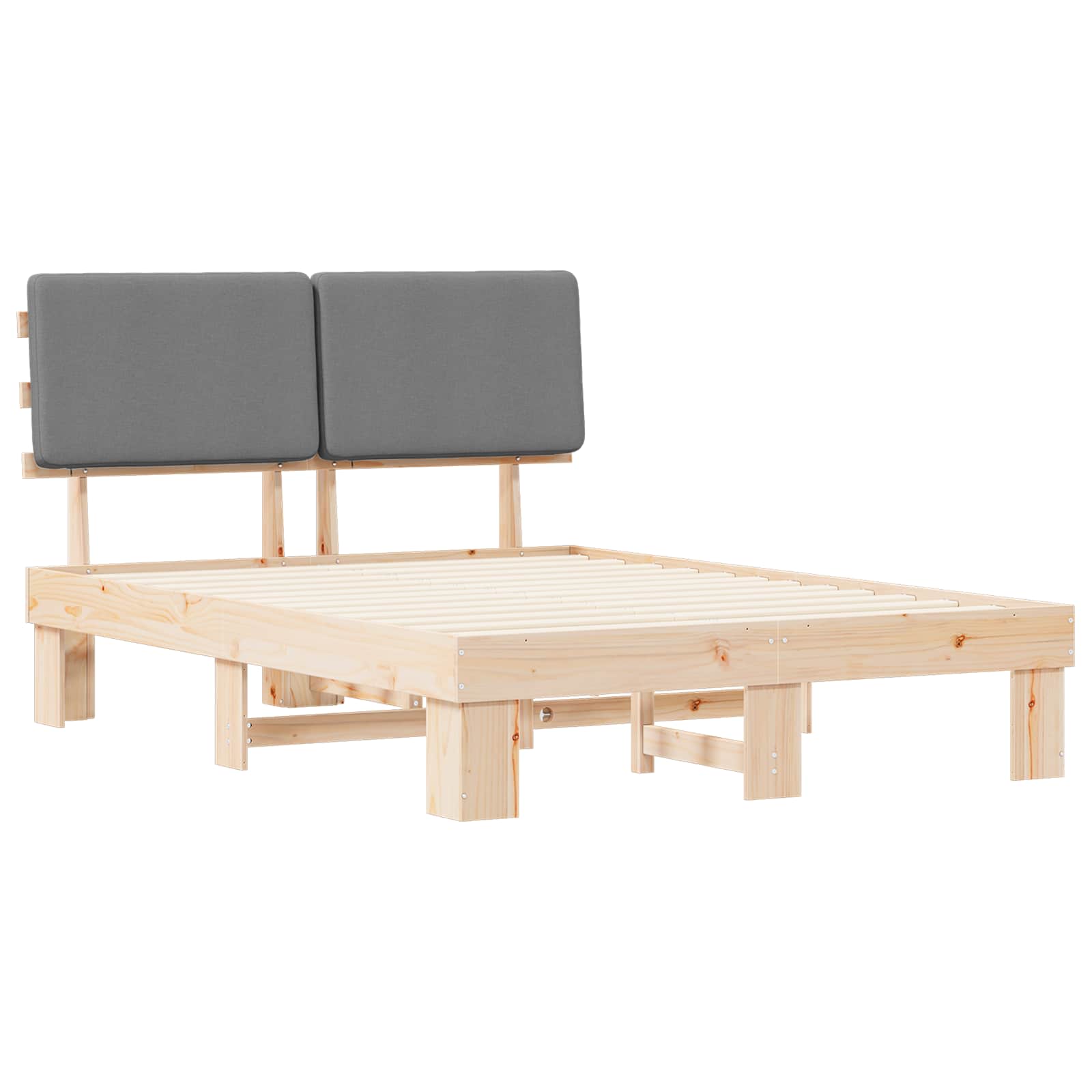 Σκελετός Κρεβατιού με Επενδεδυμένο Κεφαλάρι Ανοιχτό γκρι