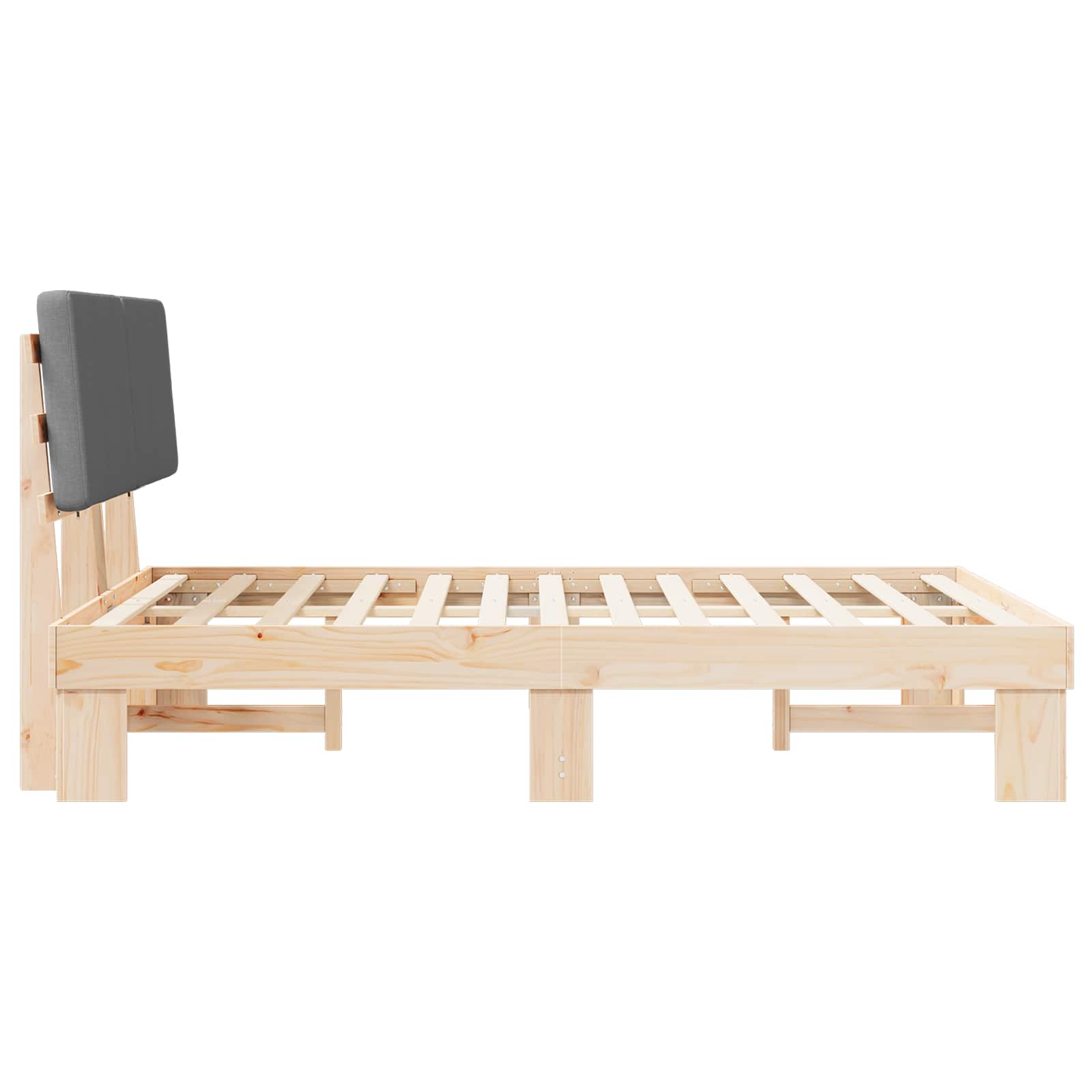 Σκελετός Κρεβατιού με Επενδεδυμένο Κεφαλάρι Σκούρο Γκρι